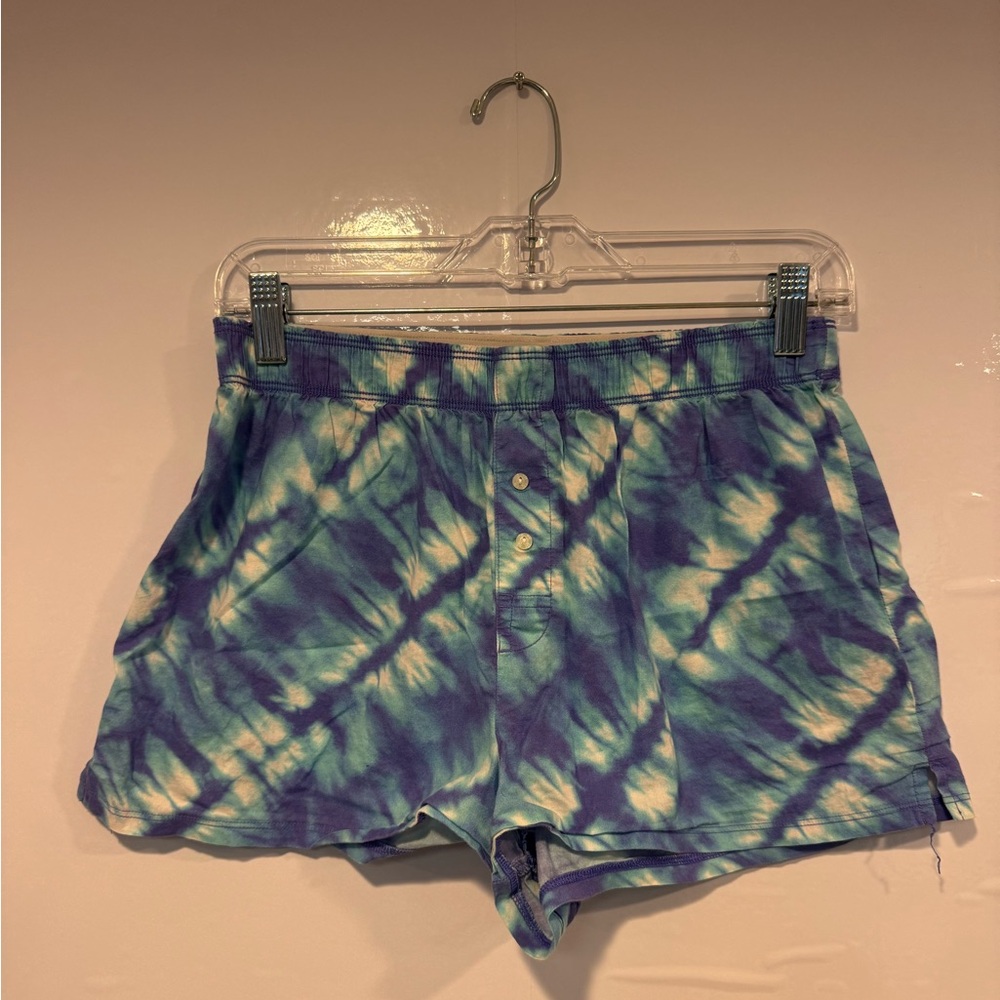 Blue tie dye boxer shorts